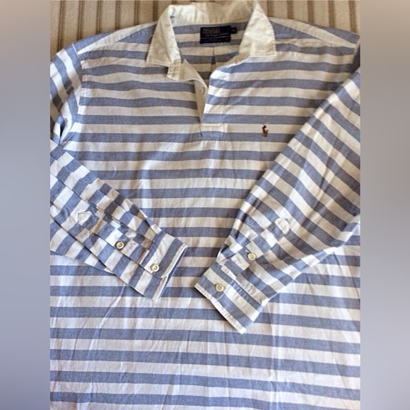 Polo Ralph Lauren Original production Light Blue and White Striped Rugby Shirt